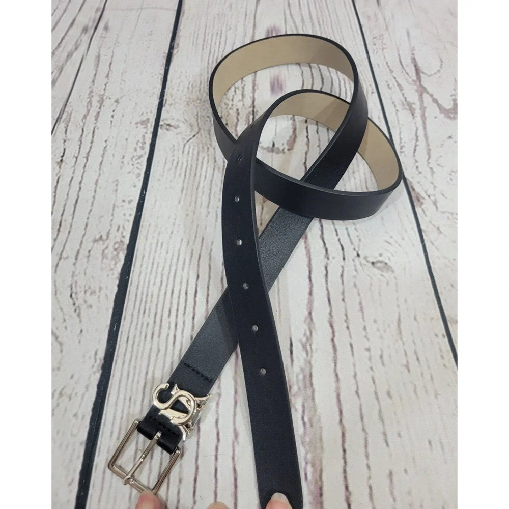 Classic Casual‎ Belt Women's Black SM Spell Out Initials Skinny Size 34-36